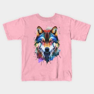 Watercolor Wolf Kids T-Shirt